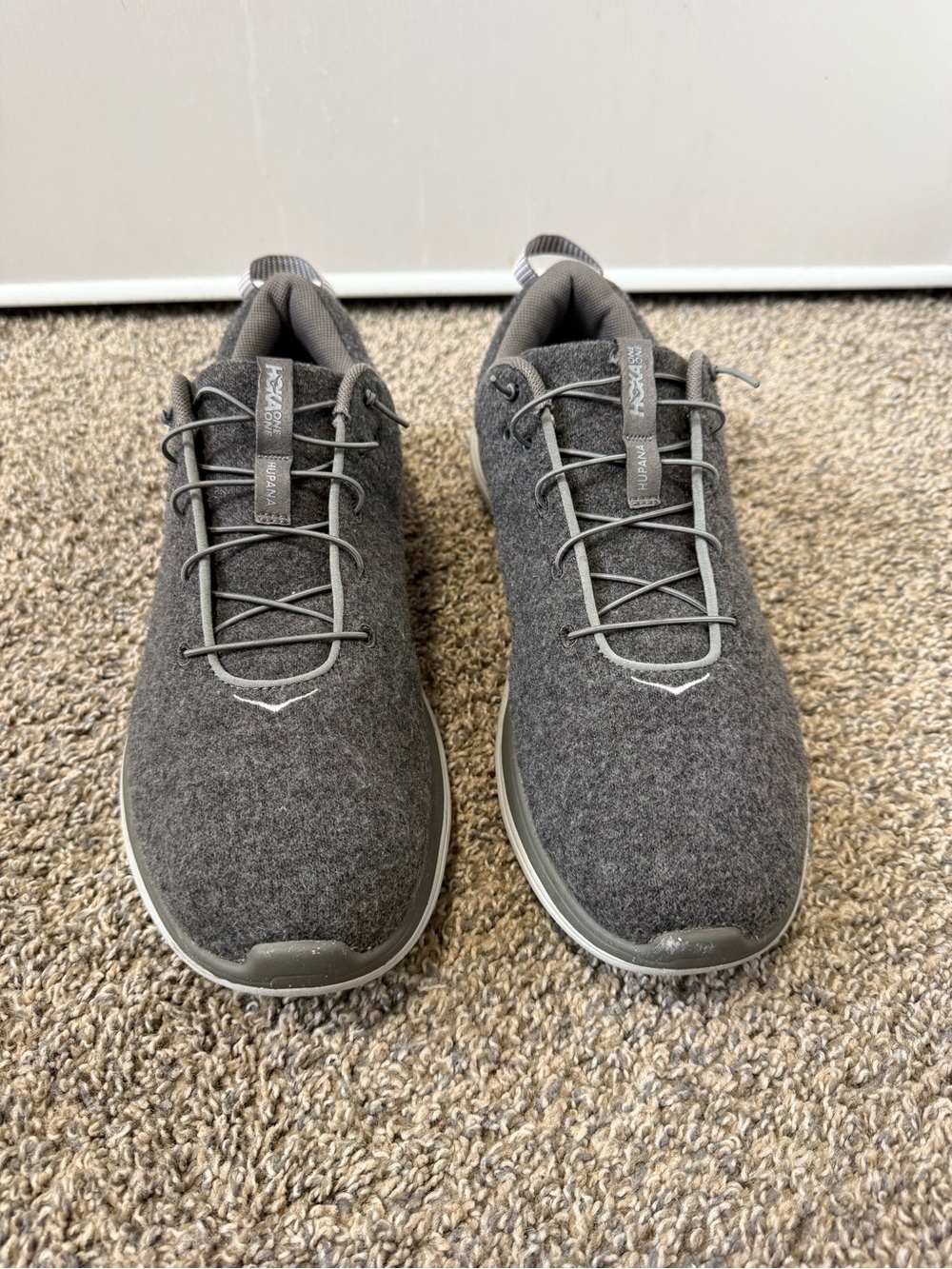 Hoka One One hupana Charcoal Gray Wool-Textured Sneakers - Picture 2 of 7